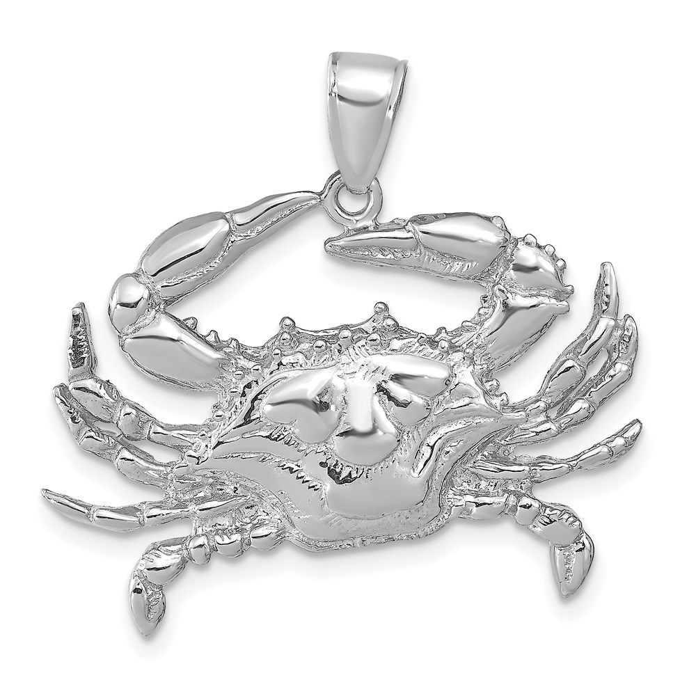 Million Charms 14K White Gold Blue Crab Necklace Charm Pendant